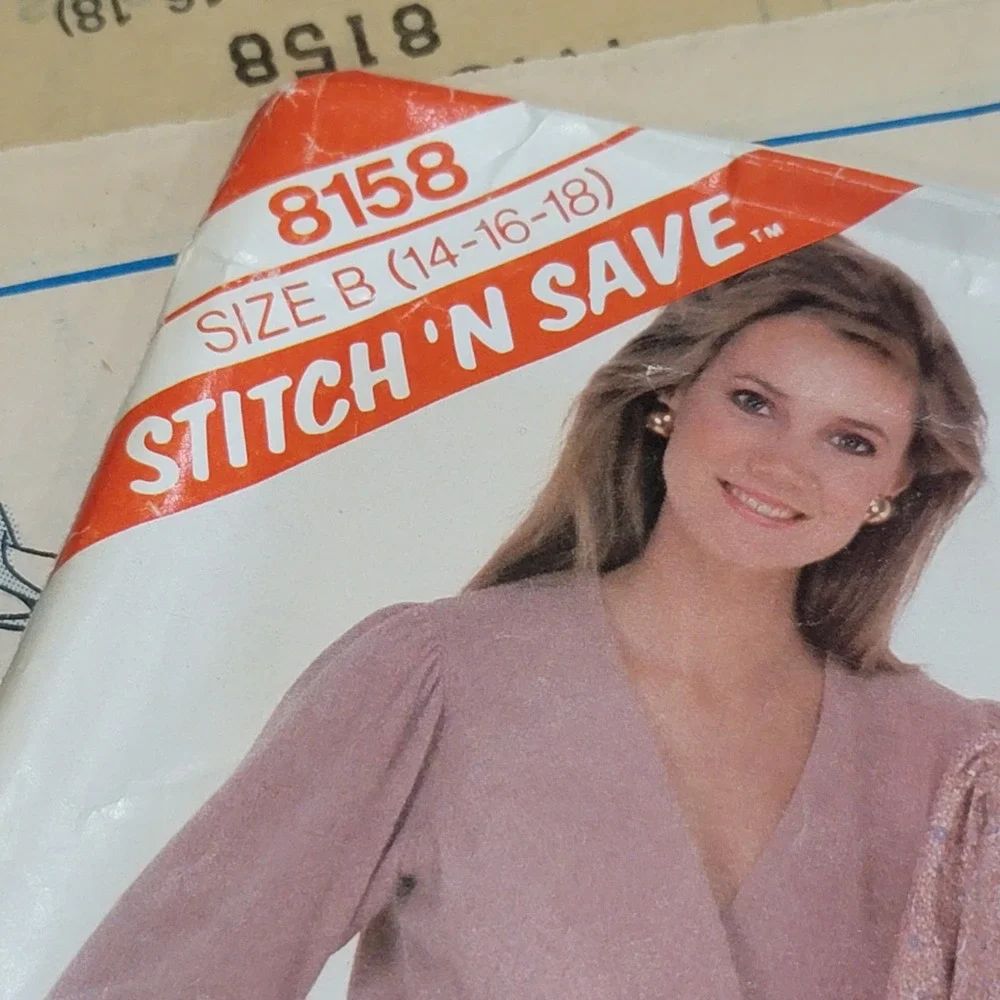 Vintage 1980s McCalls 8158 Stitch N Save Dress Sewing Pattern Uncut Size 14-18
